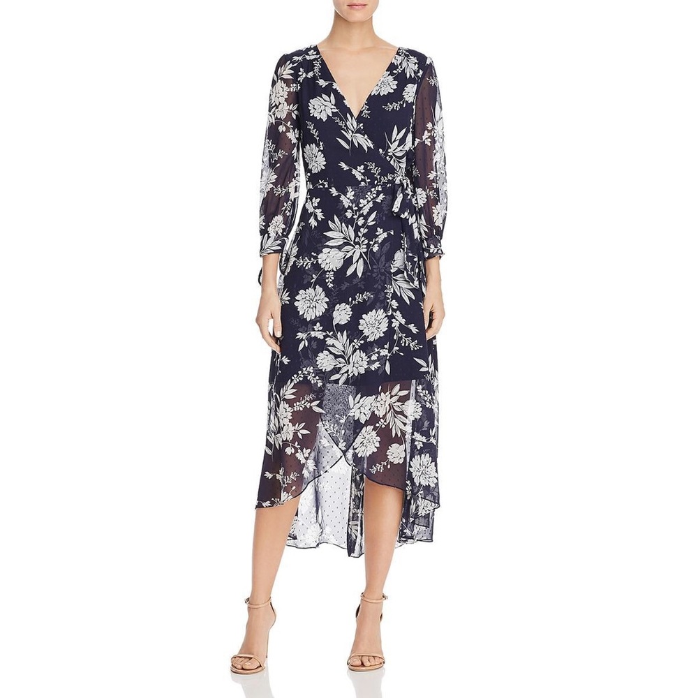 Eliza J long sleeve floral faux wrap dress NWOT